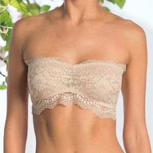Intimately Free People lace strapless bandeau bra - NWOT, nude/cream sz L